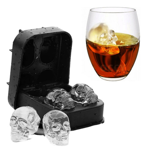 Kit 2un Forma Gelo Caveira Cranio Silicone Drinks Bar