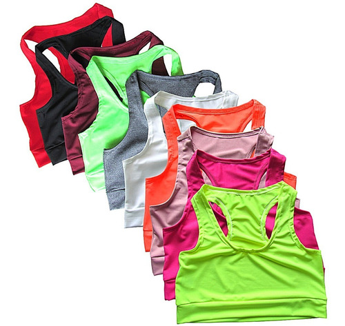 Imagem 1 de 10 de Kit 5 Top Feminino Alta Sustentação Academia Fitness Treino