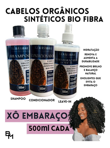 Kit Para Cabelo Orgânico Sintético Bio Fibra 500ml Cada