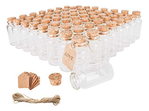 64 Botellas De Vidrio Con Tapones De Corcho De 30 Ml, Frasco