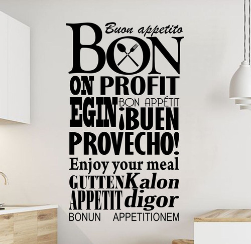 Vinilos Decorativos Frase Cocina Buen Apetito Grande 