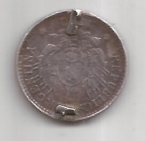 10 Centavos De Patacon Año 1882 Con Resto De Soldadura (Usado)