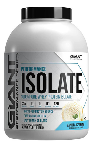 Giant Proteína Isolate 100% Pure Whey Isolate 4lbs/1.814kg Sabor Vainilla Ice Cream