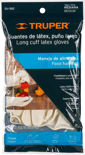 Guantes Látex Natural Apto Manejo Alimentos Limpieza Truper