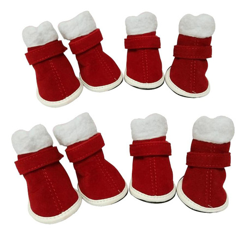 4 Piezas De Mascota Botines Navidad De Pata Rojo S
