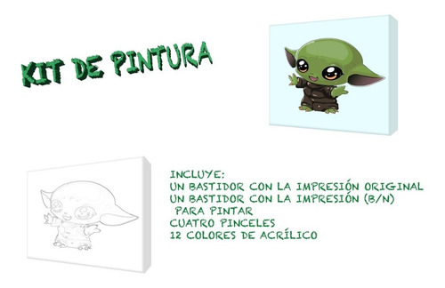 Kit Cuadro P/pintar 30x40cm C/pinceles & Pinturas