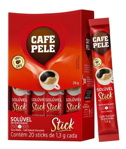 Café Pelé Stick Sache 1,3g - Caixa C/100 Unidades