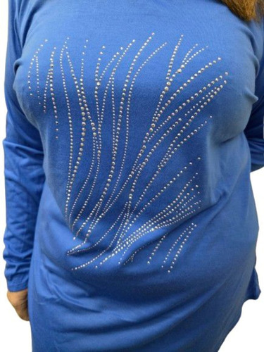 Remera Algodon Spum Mangas Largas, Con Strass T 2 A 8