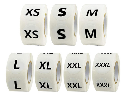 7 Rollos/3500x Papel Redondo Ropa Tamaño Etiquetas