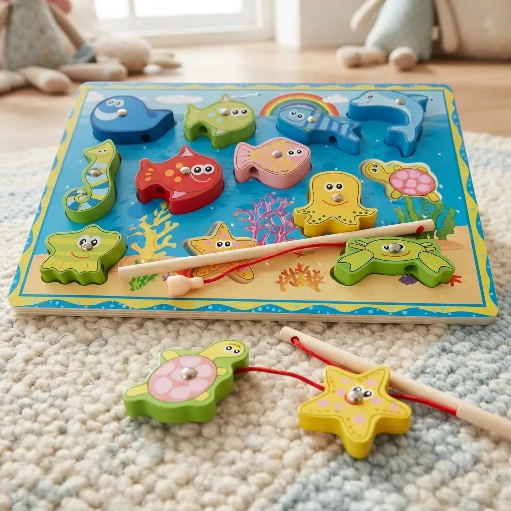 Brinquedo Educativo Madeira Pescaria Magnética Infantil 30x23cm Toy Mix