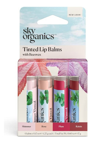 Bálsamo De Labios Con Color Sky Organics, Paquete Variado