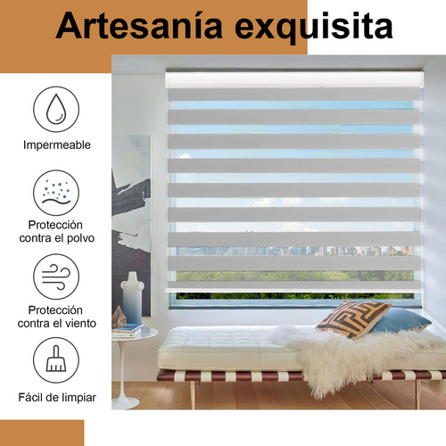 Hapemein® Persiana Doble Capa Zebra 80x200 Cm Enrollable 1pcs
