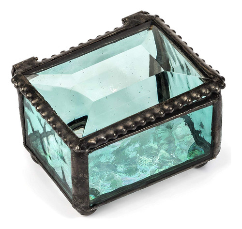 Caja De Anillos Pequeña De Cristal Para Joyería De Boda Azul