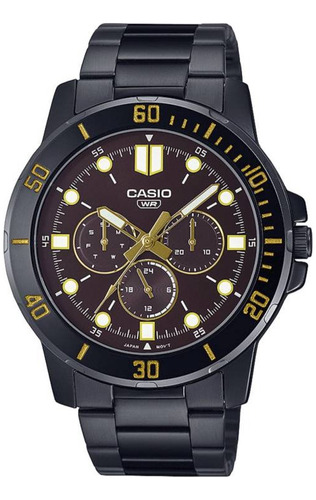 Reloj Casio Hombre Analogo Acero Pavonado Mod Mtp-vd300b-5e