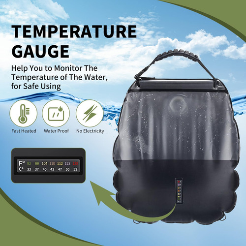 Hisffog - Bolsa De Ducha Solar Portátil De 5 Gal/20 L, Con C