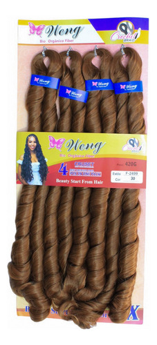 Aplique De Cabelo 100% Orgânico Ondulado Para Crochet - Weng Cor Acobreado 30