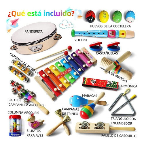 Instrumentos Musicales Percusión De Madera Para Niños 22pcs