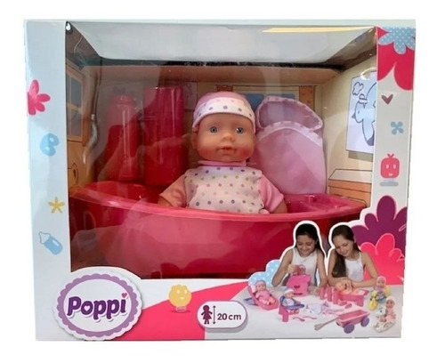 Bebe 20 Cm Con Bañera Y Accesorios Poppi 28067