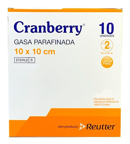 Gasa Parafinada Cranberry 10x10cm - Pack De 5 Und