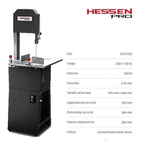 Sierra Sin Fin Para Carne Hms 253a 550w Hessen Pro