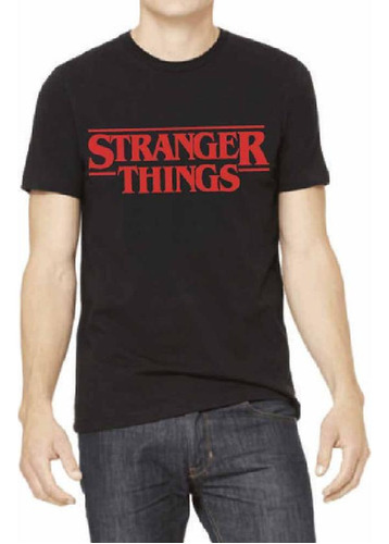 Libro - Remera Stranger Things Logo Rojo Negra Large