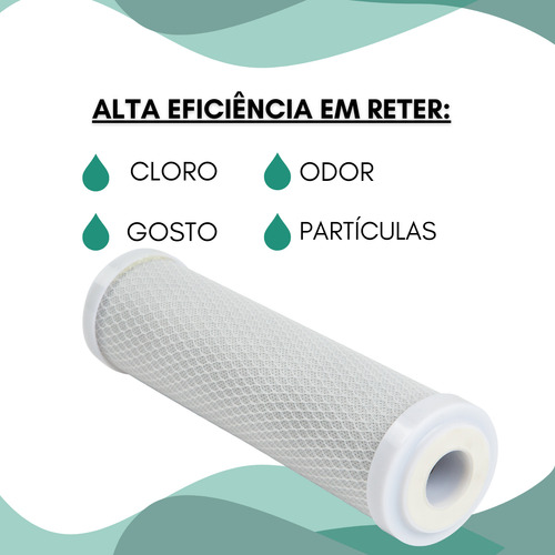 Combo 4 Pçs Carbon Block 9 3/4 Polegadas Remove Cloro