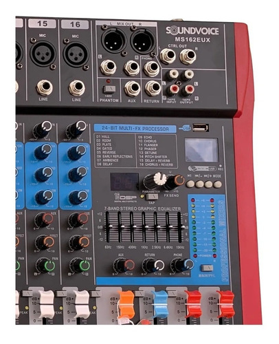 Imagem 2 de 6 de Mesa De Som 16 Canais Xlr/p10 Rec Usb Soundvoice Ms162eux