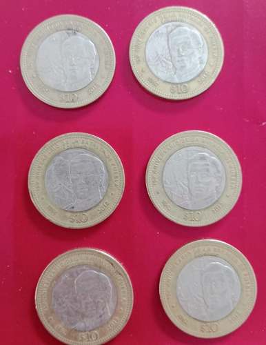 6 Monedas De $ 10.00 150 Aniversario De La Batalla 5 De Mayo