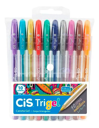 Cis Trigel Caneta Gel 1,0mm Metalica Est/10