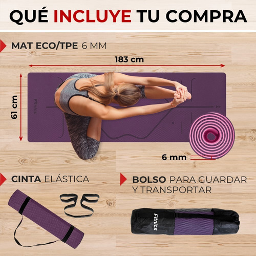 Imagen 5 de 8 de Mat Yoga Colchoneta Tapete Ejercicio 6mm Bolso+correa +guías