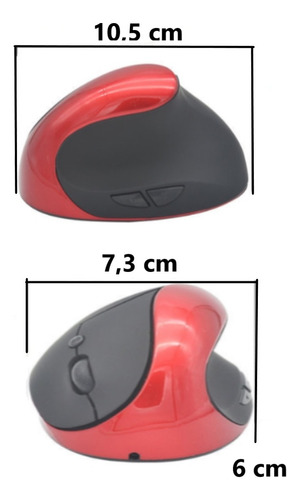 Mouse Vertical Ergonómico Inalámbrico Recargable Rojo-negro