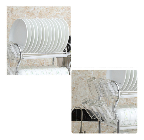 Lj Escurridor De Platos Grande De 3 Niveles Y Soporte Para