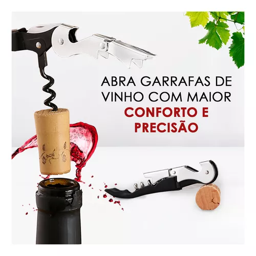 Saca Rolha Abridor De Vinho Profissional Aço Inox