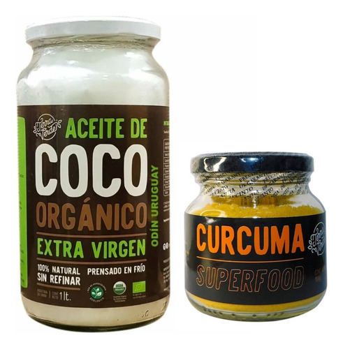 Aceite De Coco Orgánico Extra Virgen 1lt + Cúrcuma