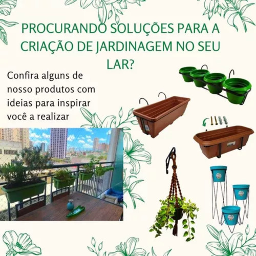 Kit Jardineira De Sacada Peitoril Com Vaso  Suporte De Ferro