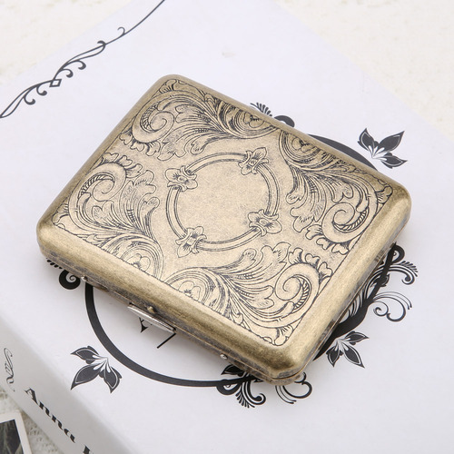 Caja De Cigarrillos De Metal De Bronce Retro Soporte De