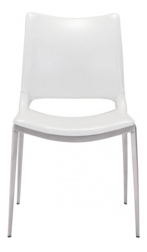 Silla De Comedor Ace Blanco/acero Këssa Cdmx Color De La Estructura De La Silla Plateado Color Del Asiento Blanco Diseño De La Tela Liso