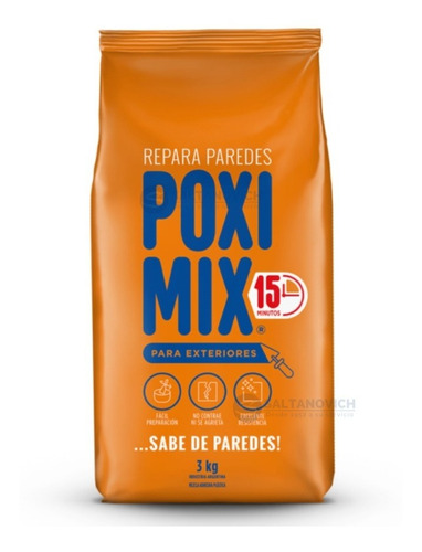Imagen 3 de 4 de Pegamento Poximix Exterior 3kg Mezcla Adhesiva Base Cemento