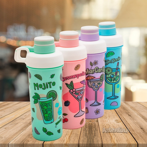 Imagen 3 de 7 de Botella Shaker Vaso Coctel Receta Medidor Tragos Mezclador