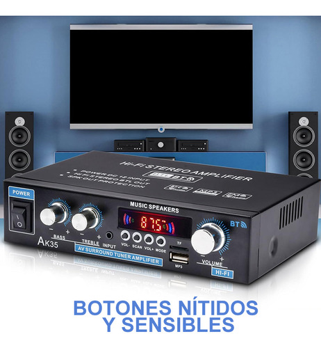 Amplificador De Audio Estereo Bluetooth Mini Automoción/hogar 2 Canales Aux/fm/mp3/rca/usb Alta Potencia Alto Rendimiento Calidad De Sonido Hifi Menor Ruido Con Mando A Distancia