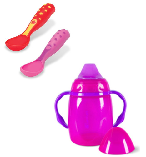 Set Vaso De Aprendizaje Niña + Cucharas Gc023 7m+ Gerber