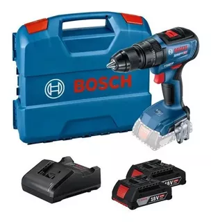 Taladro percutor atornillador inalámbrico de 13mm Bosch GSB 18V-50 18V + 2 baterías de 2Ah + accesorios con maletín de transporte 110V/220V