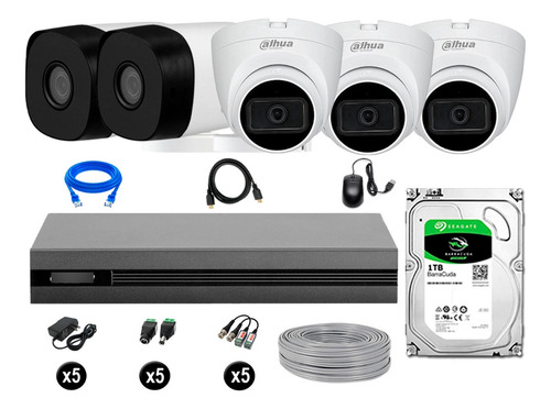Cámaras Seguridad Dahua Kit 5 Full Hd 03 Cámaras Audio 1tb