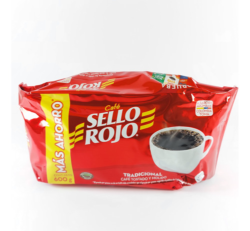 Cafe Colombiano Sello Rojo Tostado Y Molido 600gr