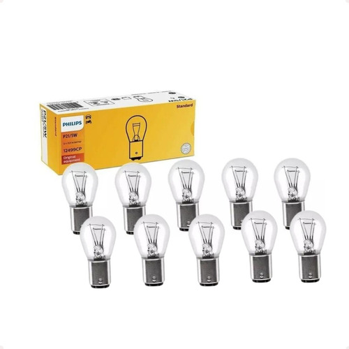 10 Lâmpada Freio Lanterna Philips 2 Polo 12v P21 5w Branco