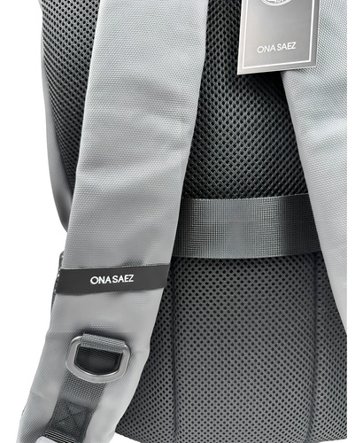 Mochila Porta Notebook Ona Saez Amplia Grande Bolsillos New Color Gris Os-01 Diseño De La Tela Liso