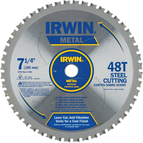  Hoja De Sierra Circular Irwin 4935555 Para Corte Metálico