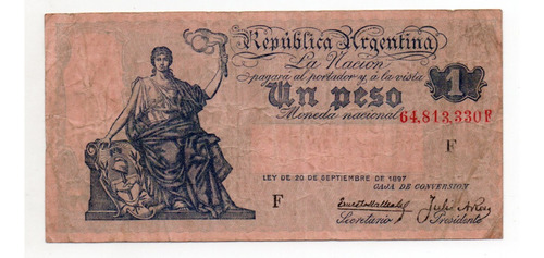 Billete 1 Peso M$n Caja Conversion Progreso Bottero 1566 B+