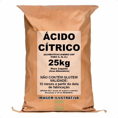 Ácido Cítrico Pó 25kg Alimentício E Limpeza Pesada 100% Puro