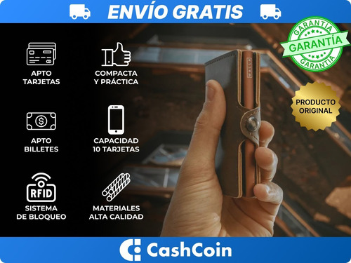 Imagen 3 de 10 de Billetera Tarjetero Walla Vintage Pardo Cuero Rfid Tarjetas